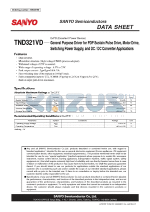 TND321VD datasheet - ExPD (Excellent Power Device) General Purpose Driver for PDP Sustain Pulse Drive, Motor Drive