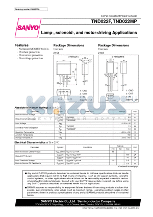 TND022F datasheet - Lamp-, solenoid-, and motor-driving Applications