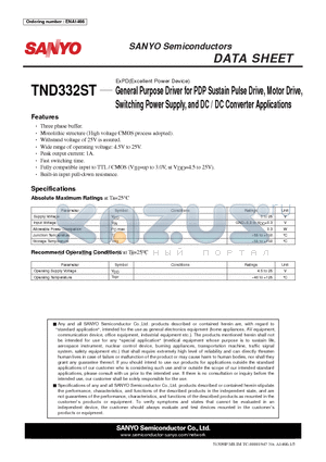 TND332ST datasheet - General Purpose Driver for PDP Sustain Pulse Drive, Motor Drive, Switching Power Supply, and DC / DC Converter Applications