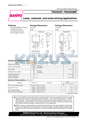 TND022MP datasheet - Lamp-, solenoid-, and motor-driving Applications