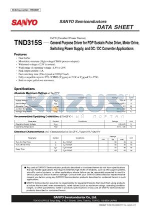 TND315S datasheet - ExPD (Excellent Power Device) General Purpose Driver for PDP Sustain Pulse Drive, Motor Drive