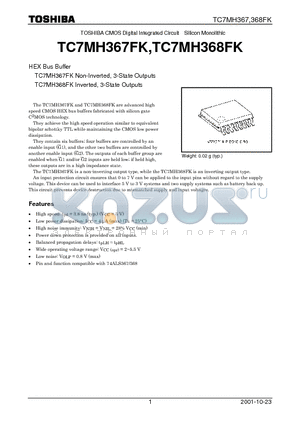 TC7MH368FK datasheet - TC7MH367FK Non-Inverted, 3-State Outputs TC7MH368FK Inverted, 3-State Outputs