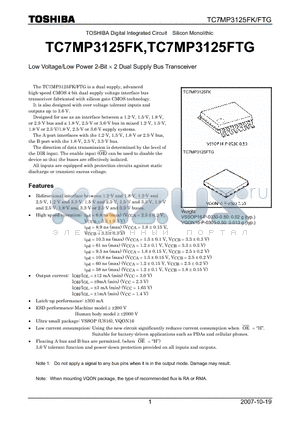 TC7MP3125FK datasheet - Low Voltage/Low Power 2-Bit  2 Dual Supply Bus Transceiver