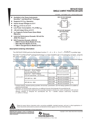 SN74LVC1G332DBVR datasheet - SINGLE 3 INPUT POSITIVE OR GATE