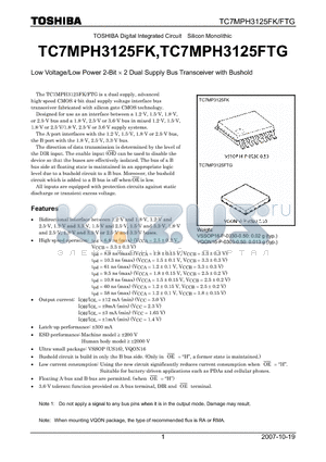 TC7MPH3125FK datasheet - Low Voltage/Low Power 2-Bit  2 Dual Supply Bus Transceiver with Bushold