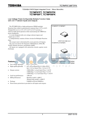 TC7MP97FT datasheet - Low Voltage Triple Configurable Multiple Function Gate with 3.6 V Tolerant Inputs and Outputs