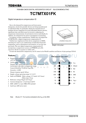 TC7MTX01FK datasheet - TOSHIBA CMOS DIGITAL INTEGRATED CIRCUIT SILICON MONOLITHIC