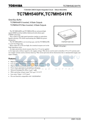 TC7MH540FK datasheet - Inverted, 3-State Outputs