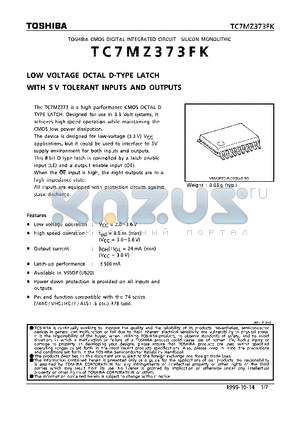 TC7MZ373FK datasheet - LOW-VOLTAGE OCTAL D-TYPE LATCH WITH 5V TOLERANT INPUTS AND OUTPUTS