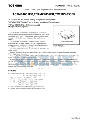 TC7MZ4052FK datasheet - 8-Channel Analog Multiplexer/Demultiplexer