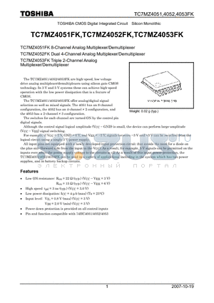 TC7MZ4053FK datasheet - 8-Channel Analog Multiplexer/Demultiplexer