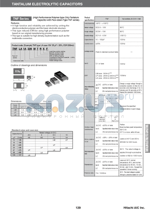 TNFLA0E107MTRF datasheet - TANTALUM ELECTROLYTIC CAPACITORS