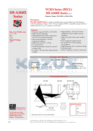 SH-A3689-FREQ datasheet - Frequency Range: 60.0 MHz to 200.0 MHz