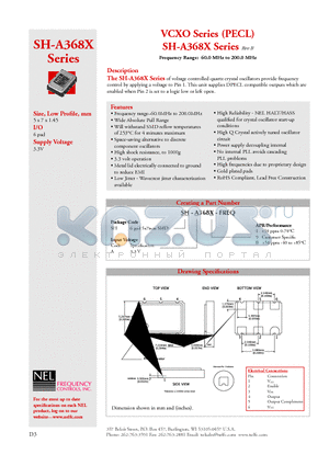 SH-A368X datasheet - Frequency Range: 60.0 MHz to 200.0 MHz