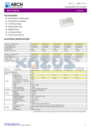 SH08 datasheet - Encapsulated DC-DC Converter