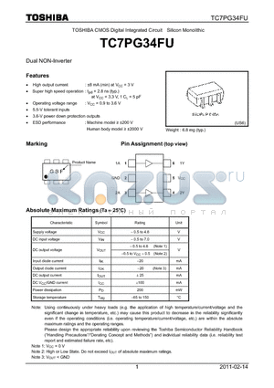 TC7PG34FU datasheet - TOSHIBA CMOS Digital Integrated Circuit Silicon Monolithic