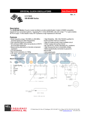 SH-B1489-FREQ datasheet - CRYSTAL CLOCK OSCILLATORS