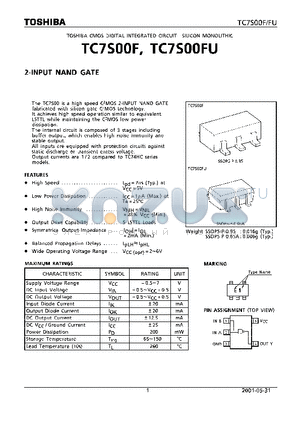 TC7S00F datasheet - 2-INPUT NAND GATE