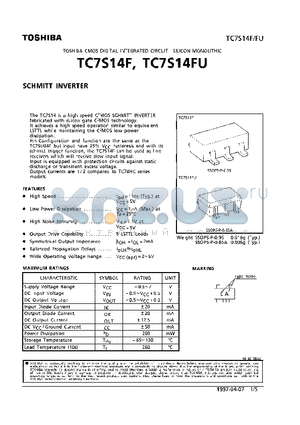 TC7S14FUTE85LF datasheet - SCHMITT INVERTER