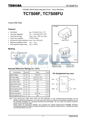 TC7S08F_09 datasheet - TOSHIBA CMOS Digital Integrated Circuit Silicon Monolithic