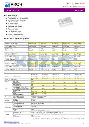 SH10-48-3.3S datasheet - Encapsulated DC-DC Converter