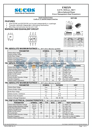 UMZ1N datasheet - Silicon Epitaxial Planar