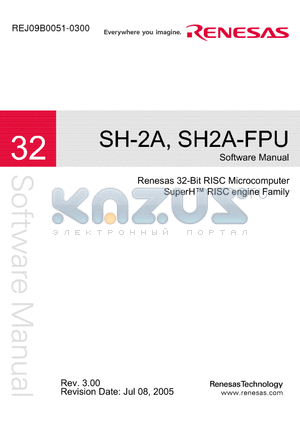 SH-2A datasheet - Renesas 32-Bit RISC Microcomputer SuperH™ RISC engine Family