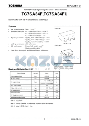 TC7SA34FU datasheet - Non-Inverter with 3.6 V Tolerant Input and Output