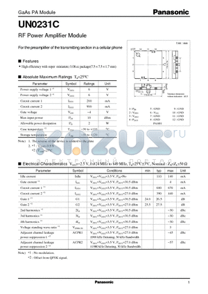 UN0231C datasheet - RF Power Amplifier Module
