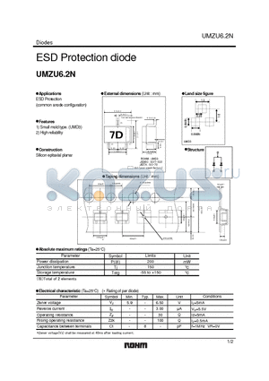 UMZU6.2N datasheet - ESD Protection diode