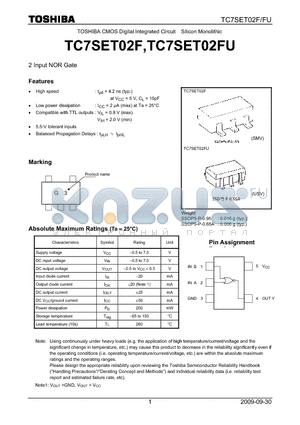 TC7SET02FU_09 datasheet - TOSHIBA CMOS Digital Integrated Circuit Silicon Monolithic