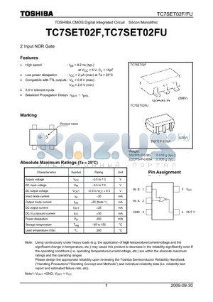 TC7SET02F_09 datasheet - TOSHIBA CMOS Digital Integrated Circuit Silicon Monolithic