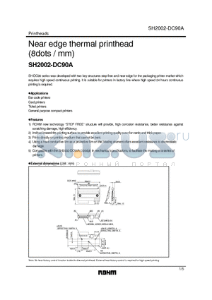 SH2002-DC90A datasheet - Near edge thermal printhead (8dots / mm)