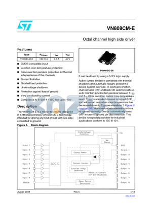 VN808CM-E datasheet - Octal channel high side driver