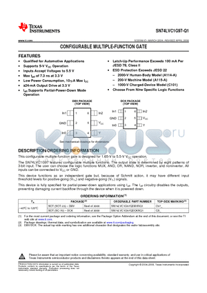 SN74LVC1G97-Q1 datasheet - CONFIGURABLE MULTIPLE-FUNCTION GATE