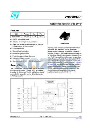 VN808CM-E_10 datasheet - Octal channel high side driver