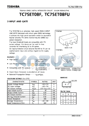 TC7SET08F_02 datasheet - 2-INPUT AND GATE