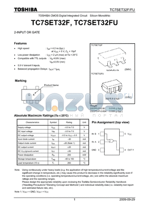 TC7SET32F_09 datasheet - TOSHIBA CMOS Digital Integrated Circuit Silicon Monolithic