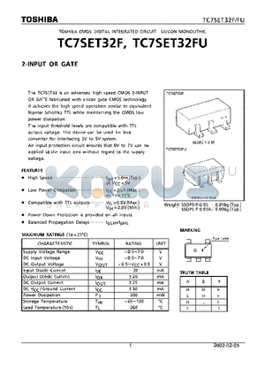 TC7SET32FU datasheet - 2-INPUT OR GATE