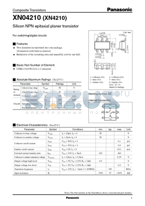 UN1210 datasheet - Silicon NPN epitaxial planer transistor