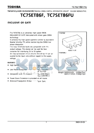 TC7SET86F datasheet - TENTATIVE (UNDER DEVELOPMENT) TOSHIBA CMOS DIGITAL INTERATED CIRCUIT SILICON MONOLITHIC