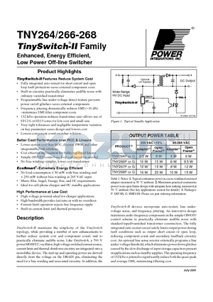 TNY266P datasheet - Enhanced, Energy Efficient, Low Power Off-line Switcher