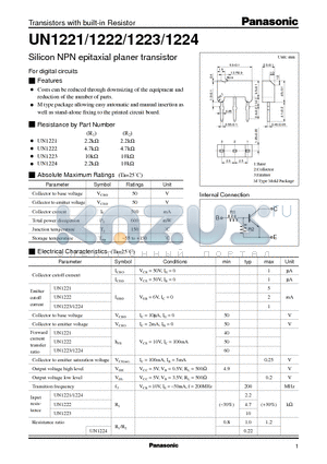 UN1223 datasheet - Silicon NPN epitaxial planer transistor