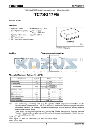 TC7SG17FE_09 datasheet - TOSHIBA CMOS Digital Integrated Circuit Silicon Monolithic