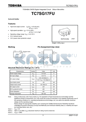 TC7SG17FU datasheet - Schmitt Buffer