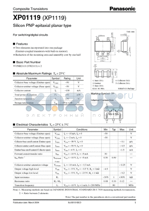 UN2119 datasheet - Silicon PNP epitaxial planar type