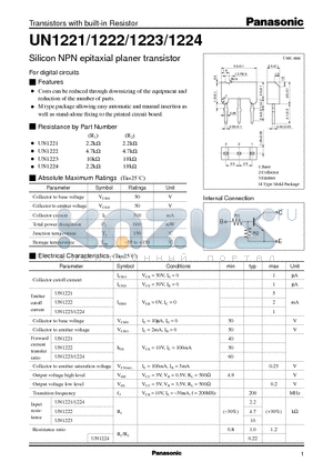 UN1222 datasheet - Silicon NPN epitaxial planer transistor