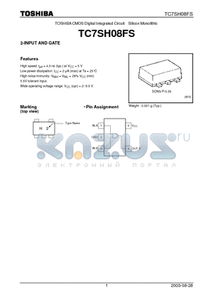 TC7SH08FS datasheet - 2-INPUT AND GATE