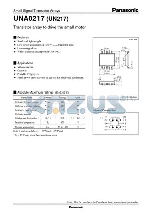 UN217 datasheet - Transistor array to drive the small motor