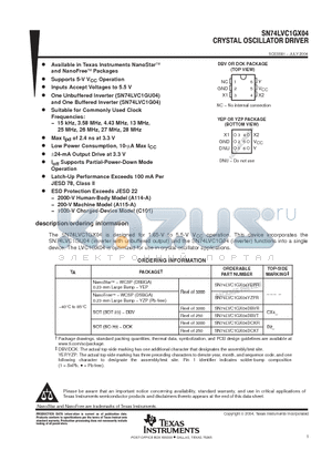 SN74LVC1GX04DBVR datasheet - CRYSTAL OSCILLATOR DRIVER